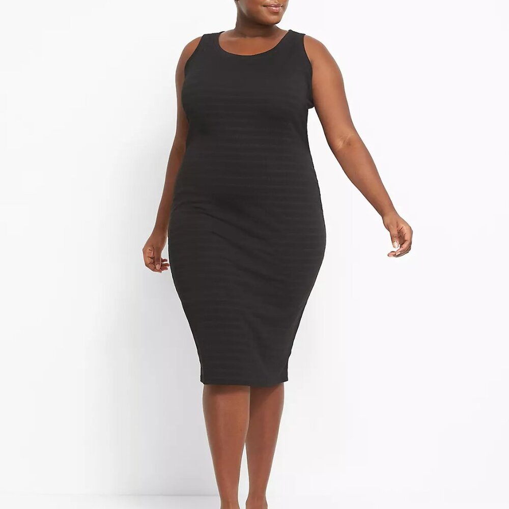 Plus Size Lane Bryant Black Bodycon Midi Cocktail Dress